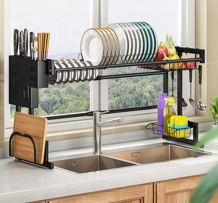 Width 300mm Adjustable Dish Drying Rack Over Sink OEM For Kitchen 500mm Height