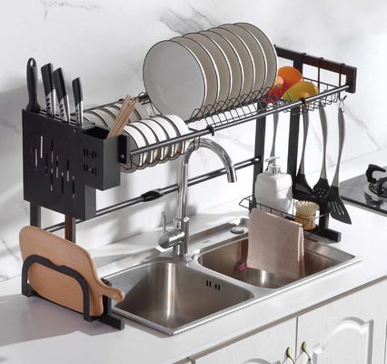Width 300mm Adjustable Dish Drying Rack Over Sink OEM For Kitchen 500mm Height