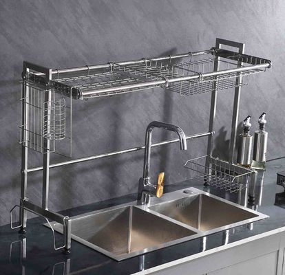 12Inch Width Adjustable Over Sink Dish Rack SUS304 Material 23 Inch Height