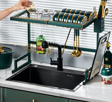 Kitchen 25Inch Stainless Steel Dish Drying Rack Over Sink Green Gold 515mm Height