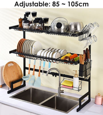 2 Tiers Kitchen Adjustable Over Sink Dish Rack 1050x315x775mm Specification