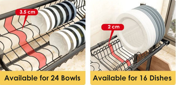 Matt Black Adjustable Over Sink Dish Rack Stainless Steel Material 600x280x560mm Size