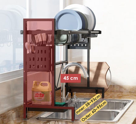 Matt Black Adjustable Over Sink Dish Rack Stainless Steel Material 600x280x560mm Size