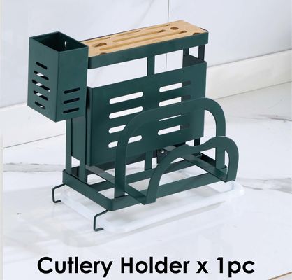 283x160x260mm Countertop Storage Rack , Kitchen Knives Holder Fireproof Green Coating