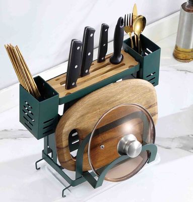 283x160x260mm Countertop Storage Rack , Kitchen Knives Holder Fireproof Green Coating