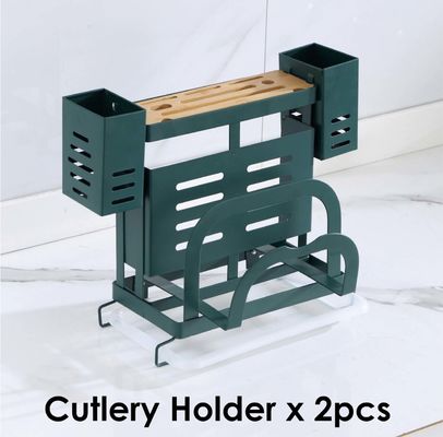 283x160x260mm Countertop Storage Rack , Kitchen Knives Holder Fireproof Green Coating