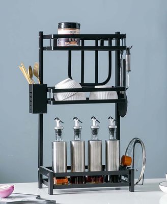 3 Layers Spice And Condiment Rack 37x20x59.5cm Size for Kitchen Matt Black