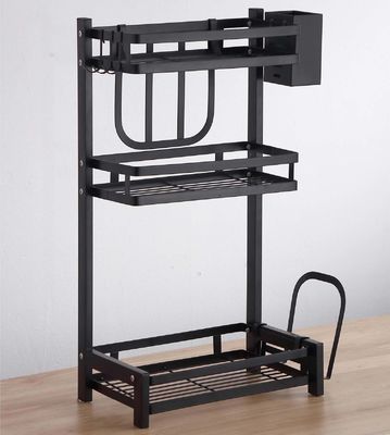 3 Layers Spice And Condiment Rack 37x20x59.5cm Size for Kitchen Matt Black