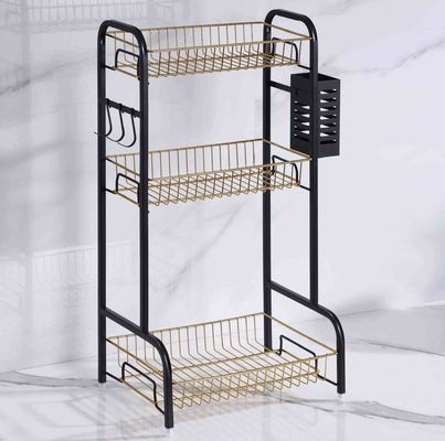 365x220x600mm Countertop Kitchen Rack 3 Tiers Black Gold Multifunctional For Spice