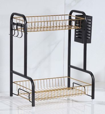 ODM Spice Double Layer Kitchen Rack Black And Gold color 36.5x22x40cm Specification