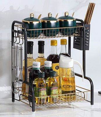 ODM Spice Double Layer Kitchen Rack Black And Gold color 36.5x22x40cm Specification