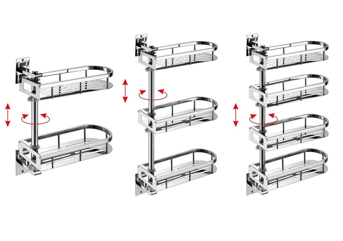 180 Degree Rotary Wall Mounted Kitchen Shelf Height Adjustable Multifunctional