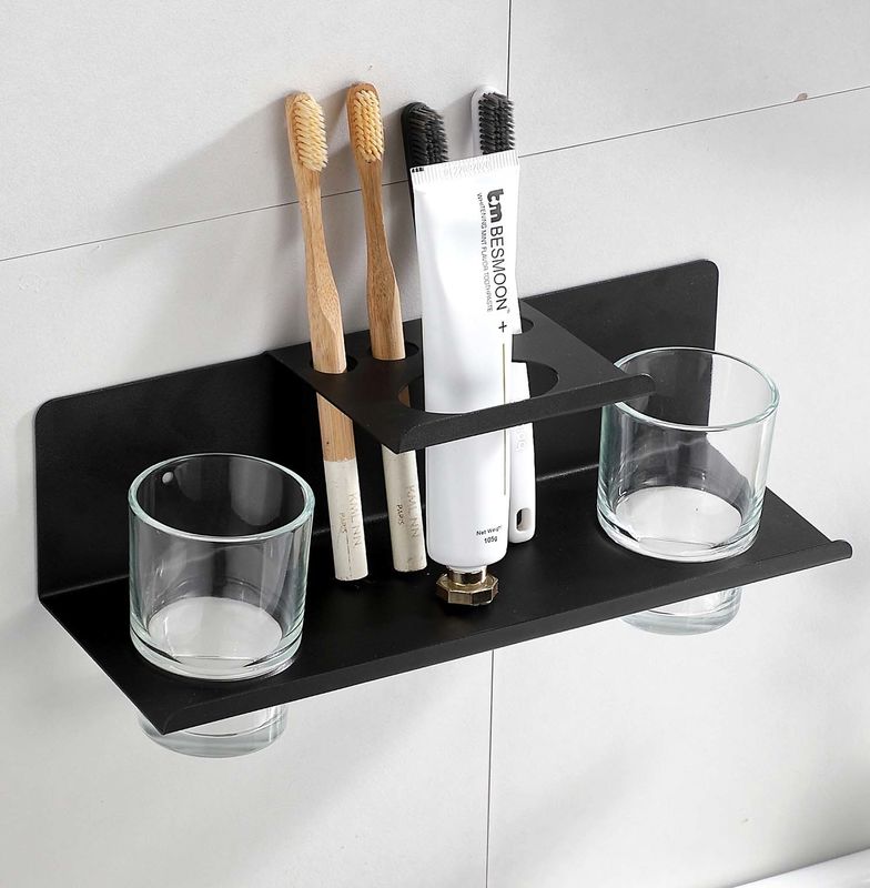 Stainless Steel Wall Mounted Bathroom Shelf Rustproof Waterproof For Toothbrush