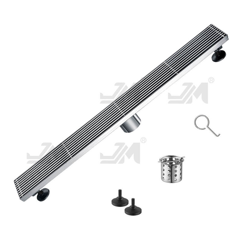 24 Inches Linear Shower Floor Drain With Removable Bars Pattern Grate