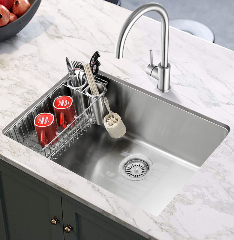 Soundproofing 18 Gauge Stainless Steel Sink , Undermount Kitchen Sink With Strainer