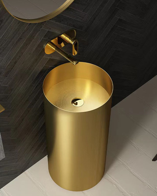 Luxury Metal Sink Pedestal , Freestanding Pedestal Basin Stainless Steel 304 Material