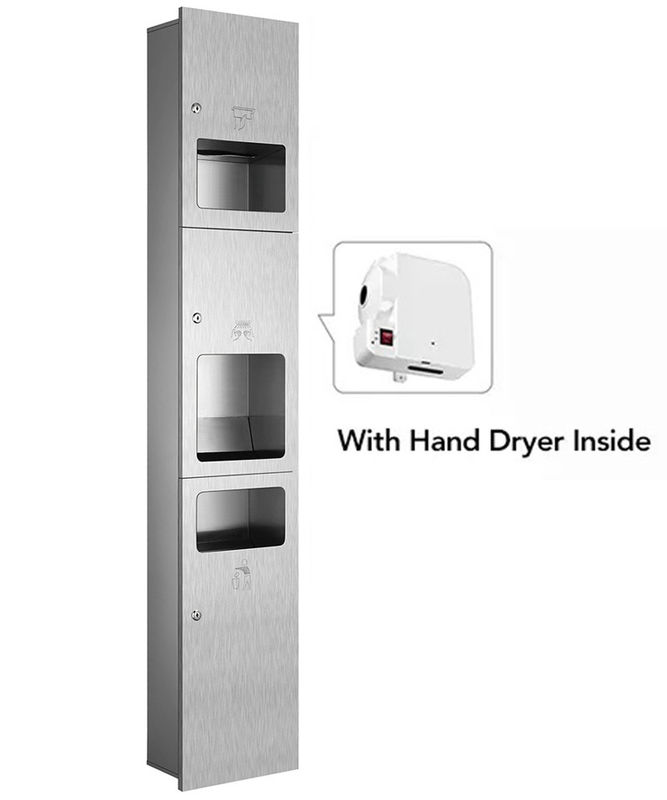 3 In 1 Stainless Steel Toilet Paper Dispenser Multifold Recessed Mounting