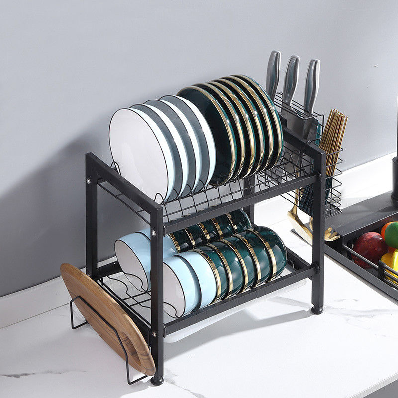 2 Layers Countertop Kitchen Rack Stainless Steel OEM 39cm Height For Tableware Drying