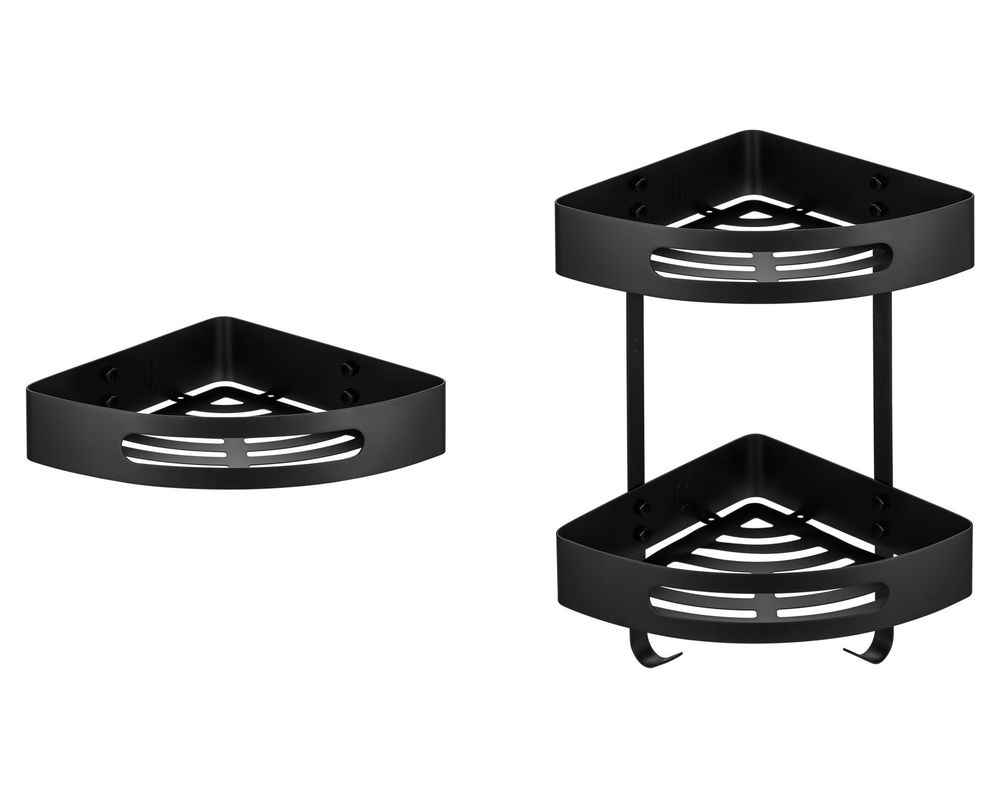 SUS304 Wall Mounted Bathroom Corner Shelf Rustproof With Matte Black Baking Paint Finish
