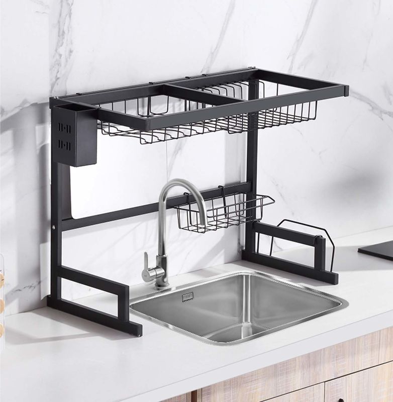 OEM 2 Layer Over The Sink Drying Rack Multifunction Stainless Steel Material