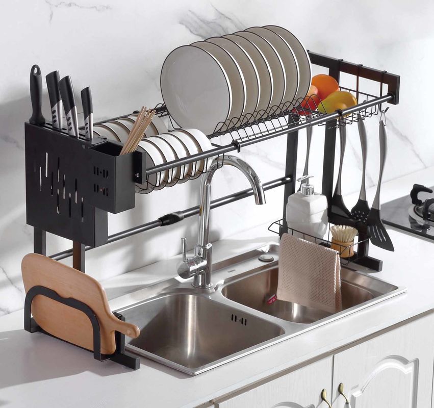 Width 300mm Adjustable Dish Drying Rack Over Sink OEM For Kitchen 500mm Height