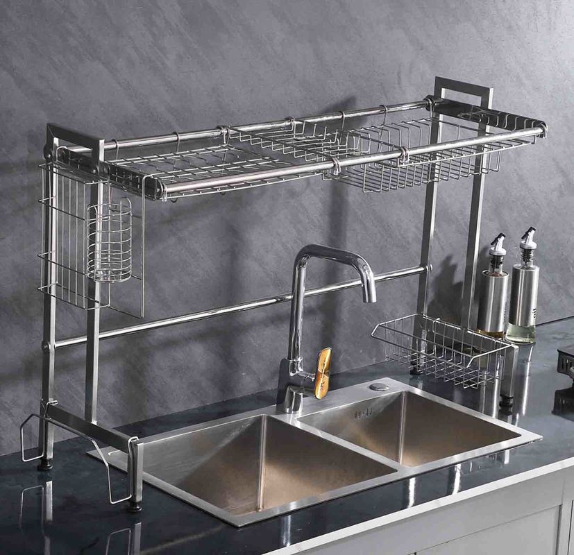 12Inch Width Adjustable Over Sink Dish Rack SUS304 Material 23 Inch Height