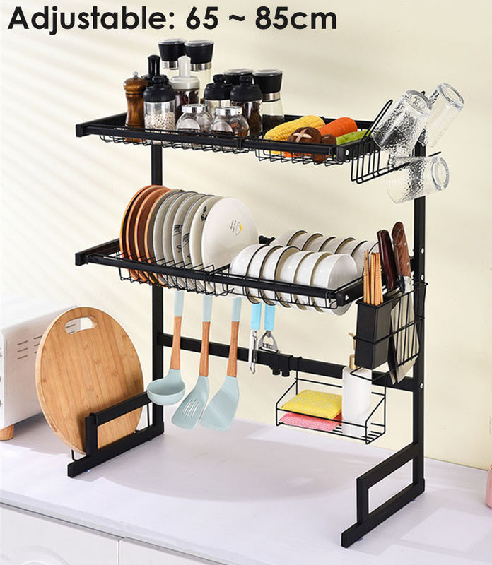 30inch Height 2 Tier Dish Drying Rack , Sink Adjustable Rack 12inch Width